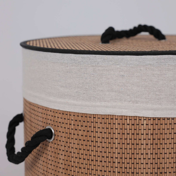 Корзина для белья AksHome Bamboo Duo круглая d40x50см