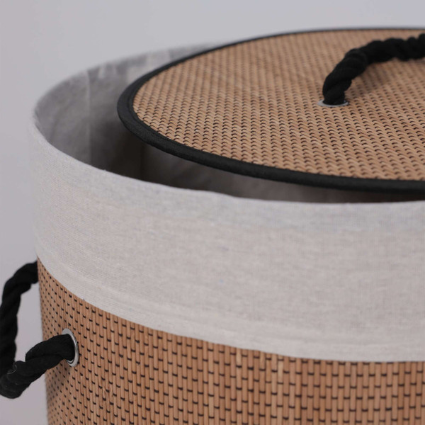Корзина для белья AksHome Bamboo Duo круглая d40x50см