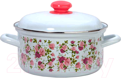 Кастрюля Лысьвенские эмали Китайская роза / С-1512 АП2/4 - фото