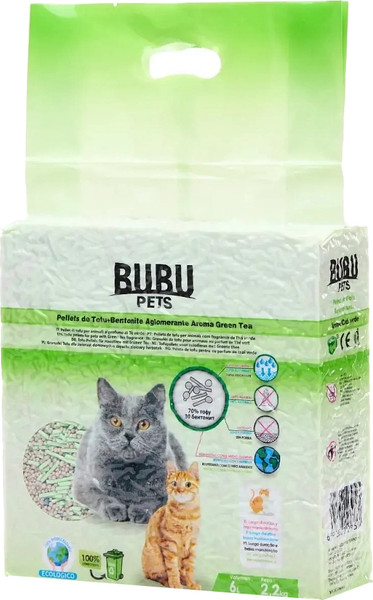 Наполнитель для туалета Bubu Pets Тофу + бентонит Green Tea - фото