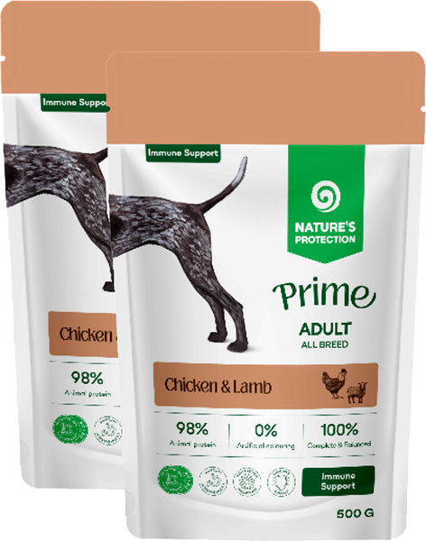 Влажный корм для собак Nature's Protection NP Prime Immunity Support Кусочки в соусе курица/ягненок - фото