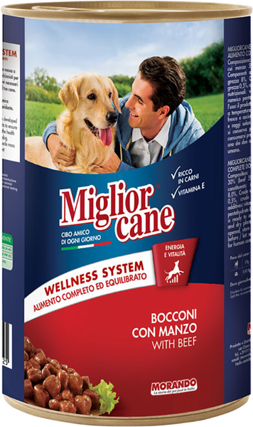 Влажный корм для собак Miglior Cane Кусочки с говядиной - фото