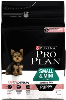 Сухой корм для собак Pro Plan Puppy Small & Mini Sensitive Skin с лососем и рисом - фото