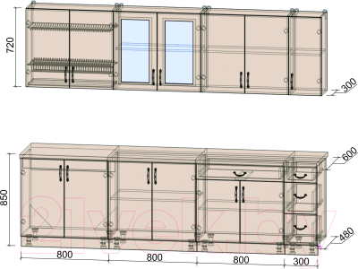 Готовая кухня Интерлиния Мила Крафт 2.7