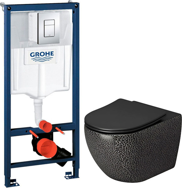 Унитаз подвесной с инсталляцией Grossman Color GR-4411BBLS + GROHE Rapid SL 38772001