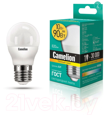 Лампа Camelion LED10-G45/845/E27 / 13568 - фото