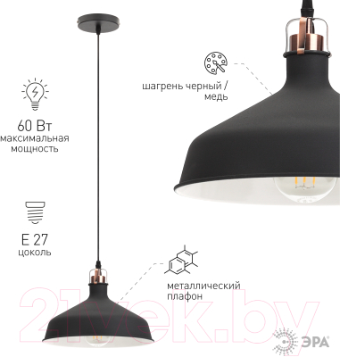 Потолочный светильник ЭРА PL2 BK/RC / Б0037413