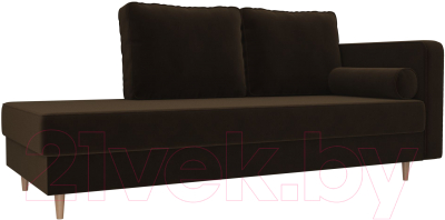 Тахта Лига Диванов Прайм правый / 100876 (велюр коричневый) - фото