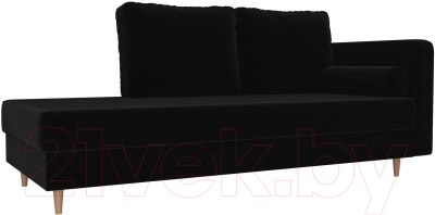 Тахта Лига Диванов Прайм правый / 100879 (велюр черный) - фото