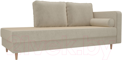 Тахта Лига Диванов Прайм правый / 100880 (микровельвет бежевый) - фото