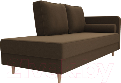 Тахта Лига Диванов Прайм правый / 100882 (микровельвет коричневый)
