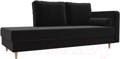 Тахта Лига Диванов Прайм правый / 100884 (микровельвет черный) - фото