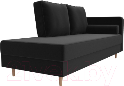 Тахта Лига Диванов Прайм правый / 100884 (микровельвет черный)