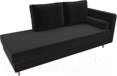 Тахта Лига Диванов Прайм правый / 100884 (микровельвет черный)