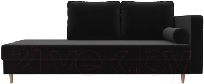 Тахта Лига Диванов Прайм правый / 100884 (микровельвет черный)