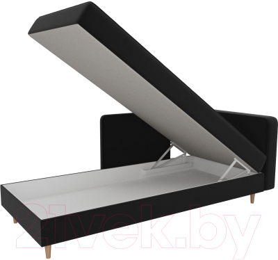 Тахта Лига Диванов Прайм правый / 100884 (микровельвет черный)