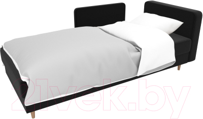 Тахта Лига Диванов Прайм правый / 100884 (микровельвет черный)