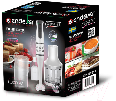 Блендер погружной Endever Sigma-78 (белый/черный)
