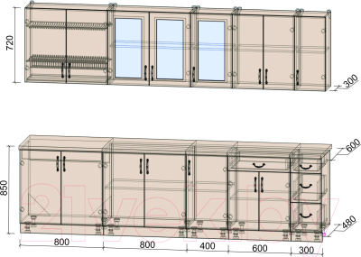 Готовая кухня Интерлиния Мила Крафт 2.9