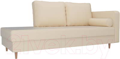 Тахта Лига Диванов Прайм правый / 100891 (экокожа бежевый) - фото