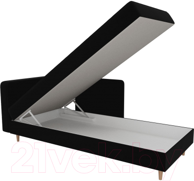 Тахта Лига Диванов Прайм левый / 100879 (велюр черный)