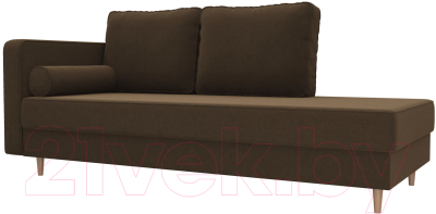 Тахта Лига Диванов Прайм левый / 100882 (микровельвет коричневый) - фото