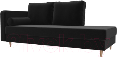Тахта Лига Диванов Прайм левый / 100884 (микровельвет черный) - фото