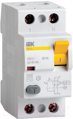 Устройство защитного отключения IEK ВД1-63 2Р 16А 30мА / MDV10-2-016-030 - фото