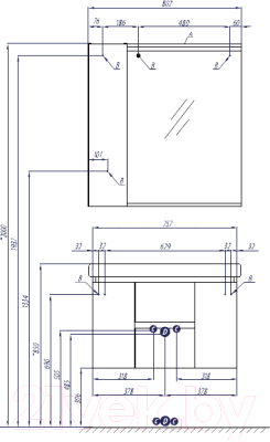 Шкаф с зеркалом для ванной Акватон Рене 80 (1A222502NRC80)