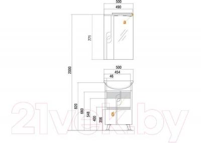 Шкаф с зеркалом для ванной Акватон Панда 50 (1A007402PD01L)