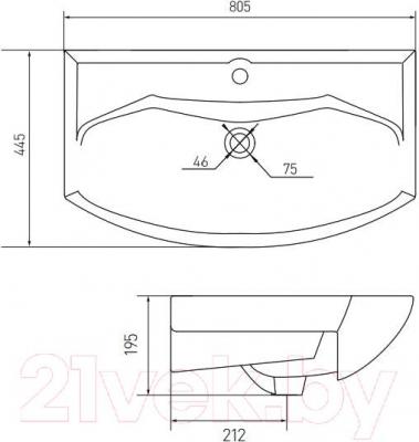 Умывальник Акватон Smile 80 (1WH207783)