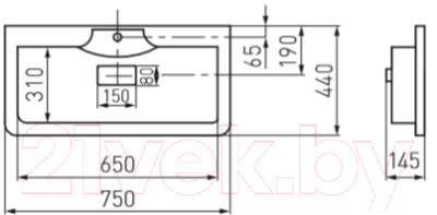 Умывальник Акватон Сиена М 75 (1A70613KSN010)