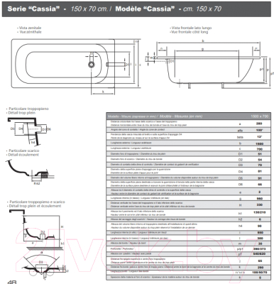 Ванна стальная Smavit Cassia Titanium 150x70