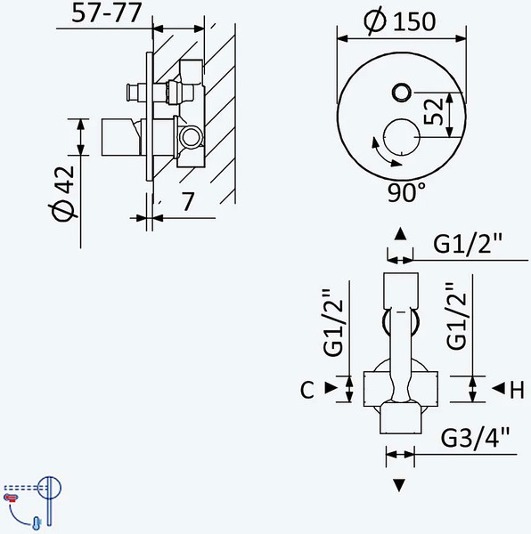 Душевая система со смесителем Bruma 1456403NS+1455914NS+1931301NS