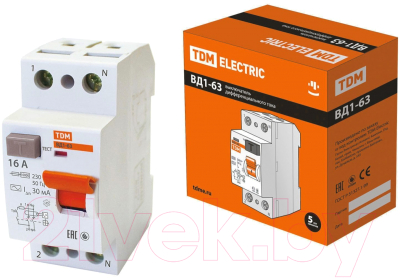 Устройство защитного отключения TDM ВД1-63-2Р-16А-30мА / SQ0203-0004 - фото
