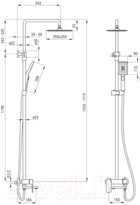 Душевая система Deante Cascada Alpinia NAC 01AM