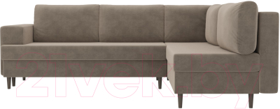 Диван угловой Лига Диванов Сильвана 198 правый (велюр MR бежевый)
