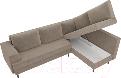 Диван угловой Лига Диванов Сильвана 198 правый (велюр MR бежевый)