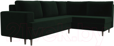 Диван угловой Лига Диванов Сильвана 198 правый (велюр MR зеленый)