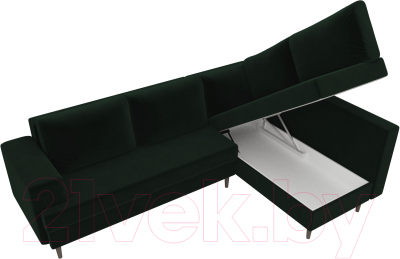 Диван угловой Лига Диванов Сильвана 198 правый (велюр MR зеленый)
