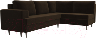 Диван угловой Лига Диванов Сильвана 198 правый (велюр MR коричневый)