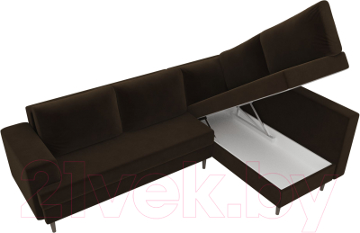 Диван угловой Лига Диванов Сильвана 198 правый (велюр MR коричневый)