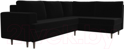 Диван угловой Лига Диванов Сильвана 198 правый (велюр MR черный)