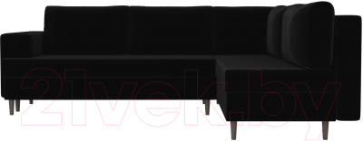 Диван угловой Лига Диванов Сильвана 198 правый (велюр MR черный)