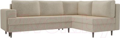 Диван угловой Лига Диванов Сильвана 198 правый (микровельвет бежевый) - фото