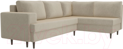 Диван угловой Лига Диванов Сильвана 198 правый (микровельвет бежевый)