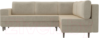Диван угловой Лига Диванов Сильвана 198 правый (микровельвет бежевый)