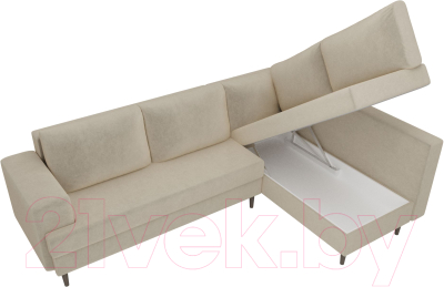 Диван угловой Лига Диванов Сильвана 198 правый (микровельвет бежевый)