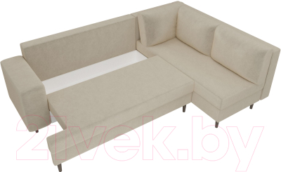 Диван угловой Лига Диванов Сильвана 198 правый (микровельвет бежевый)