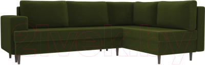 Диван угловой Лига Диванов Сильвана 198 правый (микровельвет зеленый) - фото